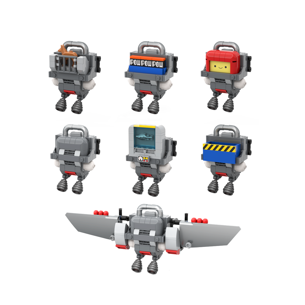 Modular LEGO MOC backpack attachments for the Headless Mech from Backpack Beta